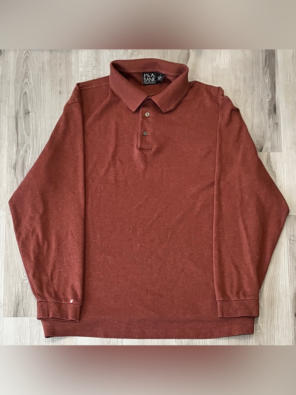 Jos. A. Bank Men's Long Sleeve Polo - Rust Brown